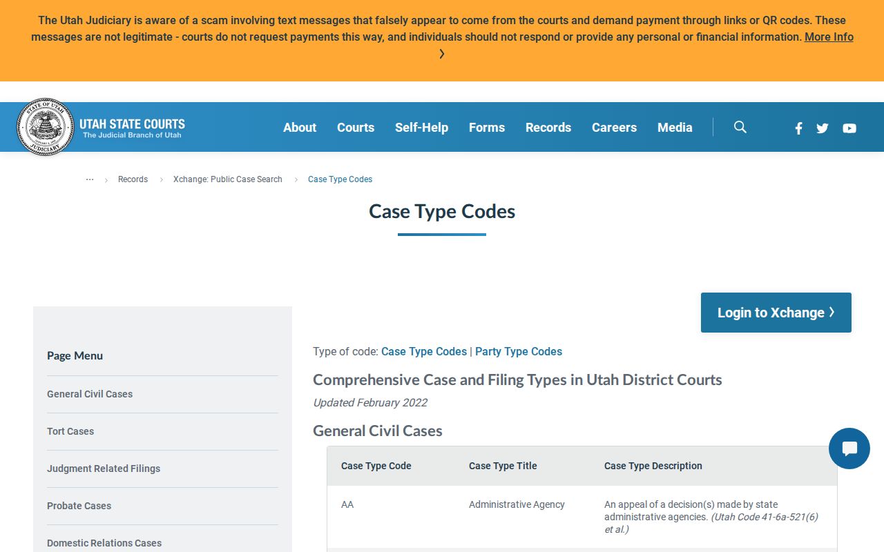 Washington County criminal docket case code reference