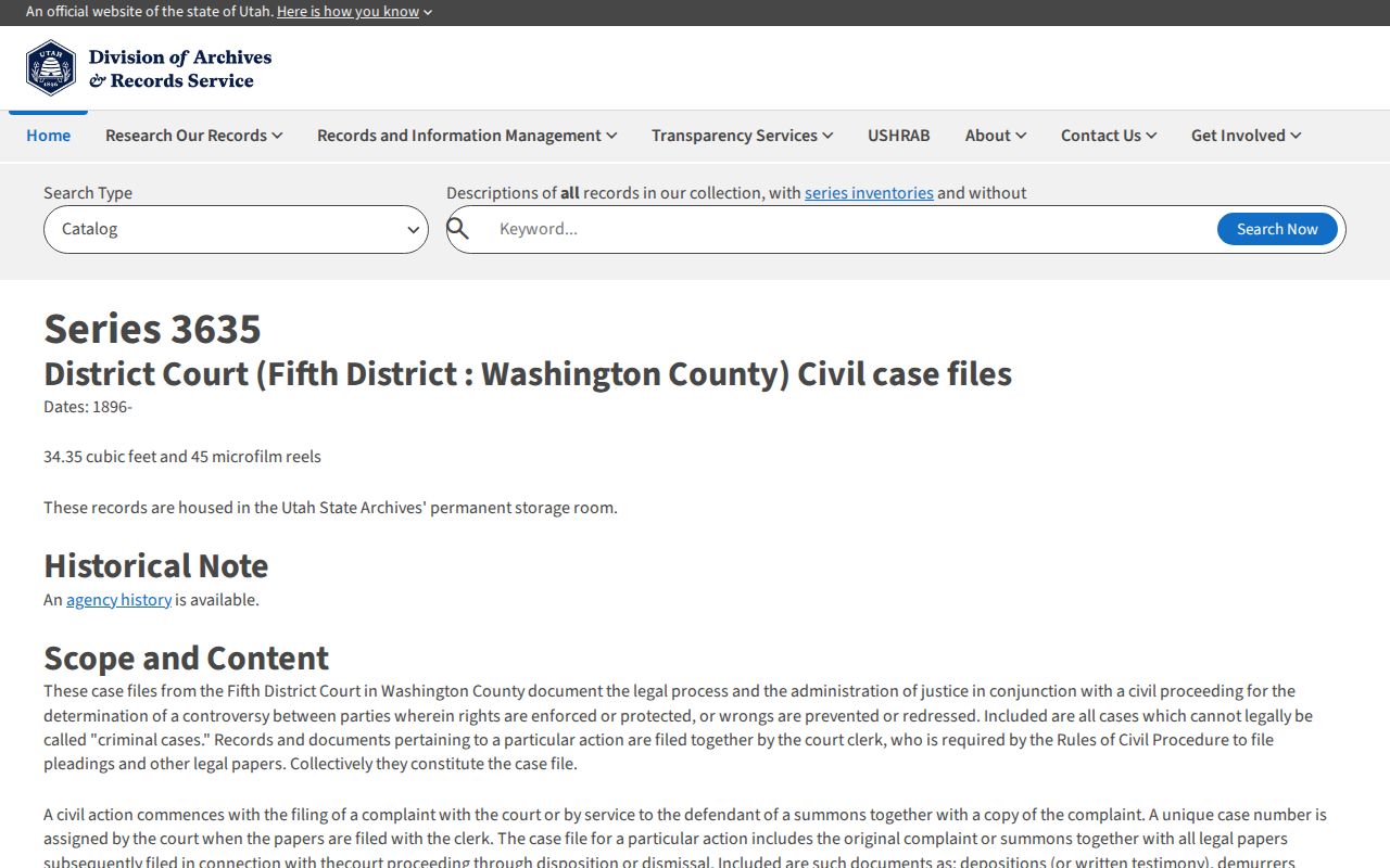 Washington County civil docket historical archive reference