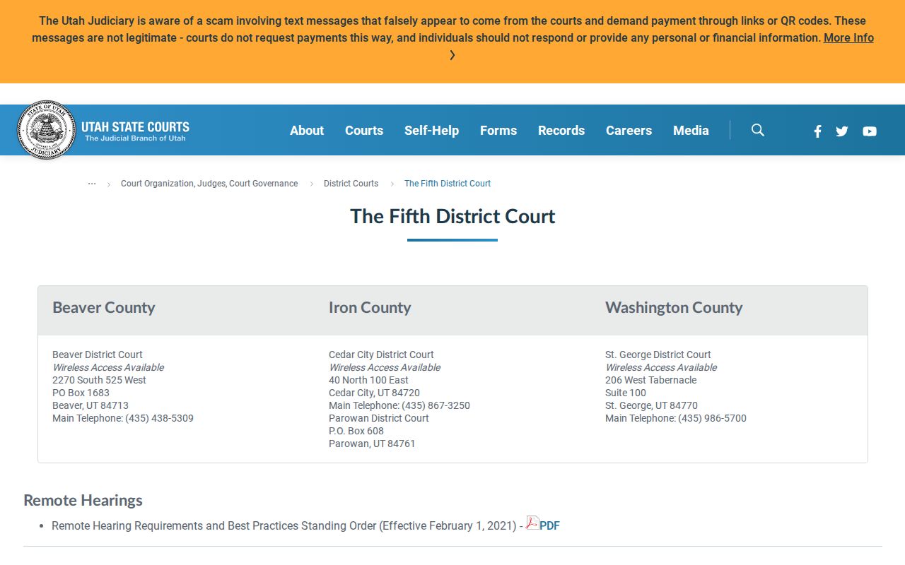 St. George court docket Fifth District courthouse information